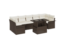 Conjunto 8 De Sofá De Vidaxl Com Almofadas Marrom Polirattan