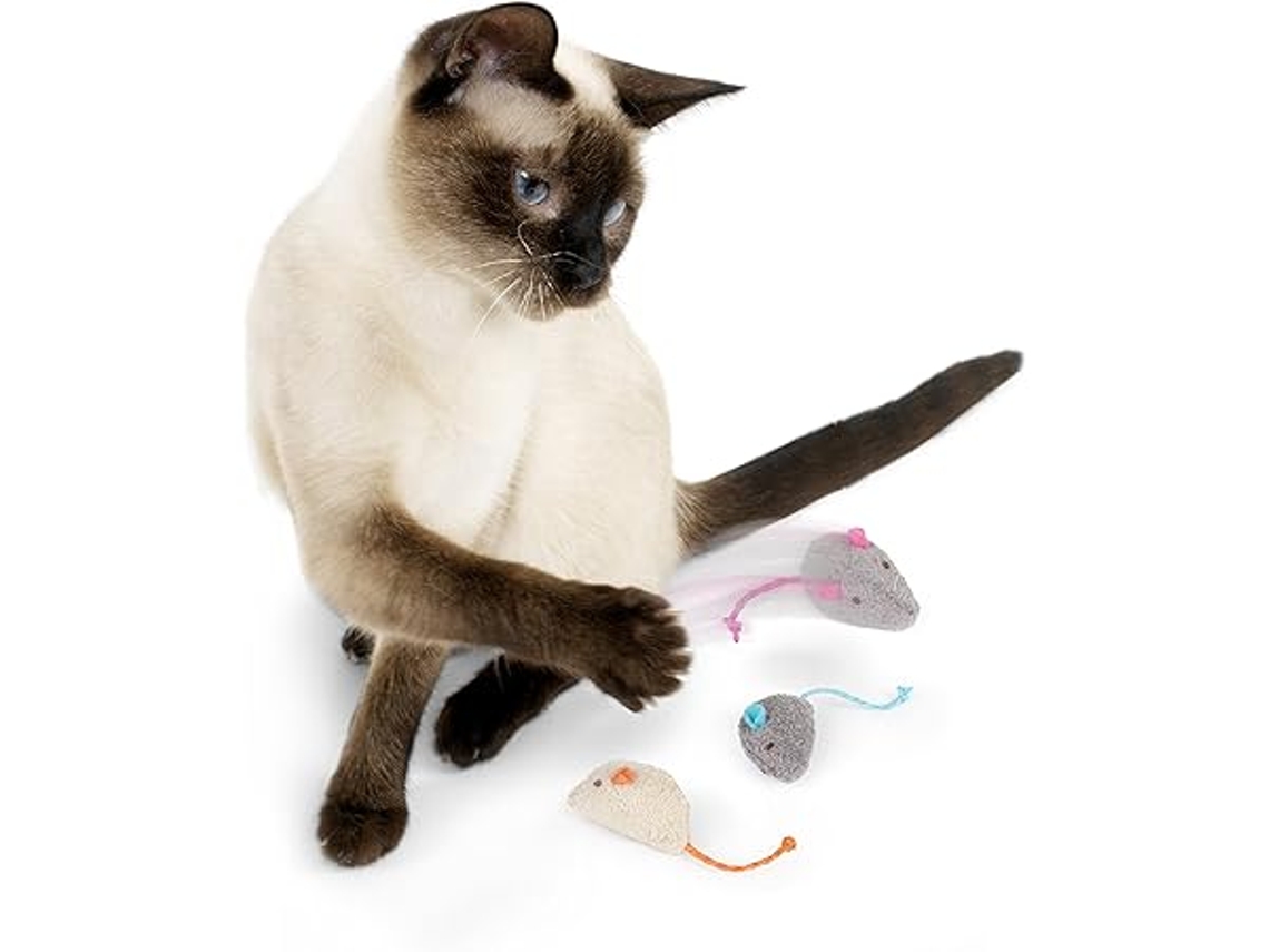 Brinquedos para Gatos, Ratos com Erva dos gatos, Embalagem 3 Unidades, Ideal para Crianças, Educativo, Sustentável STELASPLEN
