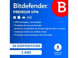 BITDEFENDER Premium VPN 2023 (10 Dispositivos - 1 Ano - Smartphone/PC/Tablet - Formato Digital)