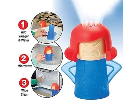 Limpeza De Micro Ondas Angry Mama Base Azul Limpeza A Vapor Desinfecção Com Vinagre 7 Minutos
