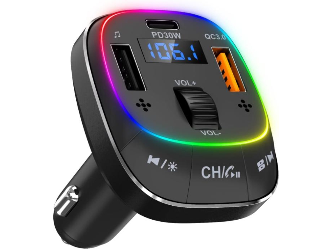 Transmissor Fm Bluetooth Yizhood E76 Pd30w Qc3.0 Microfones Duplos Preto