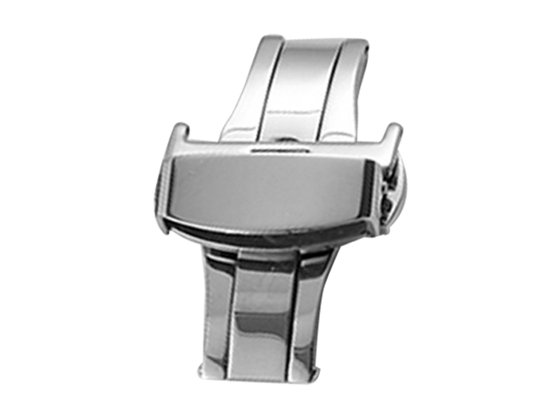 Pulsera De Reloj Acero Inoxidable Con Clasp Doble Plegable Botón Empuje 14mm Plata