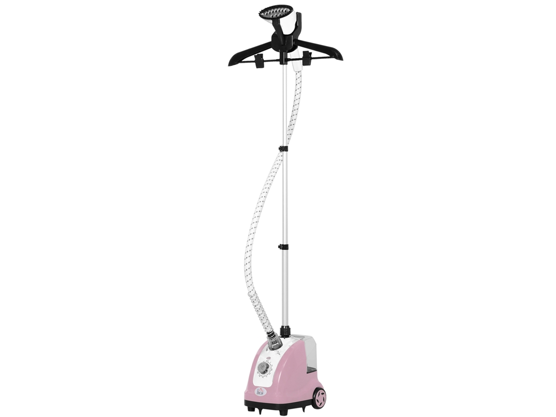 Ferro de Engomar a Vapor ABS e PP cor Rosa 26x21,5x146 cm HOMCOM