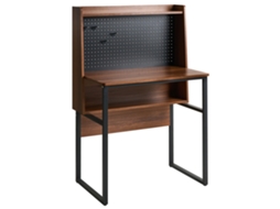 Escritorio Con Tablero Perforado Beliani Buxton De Tablero De Partículas Marrón 84x48x121