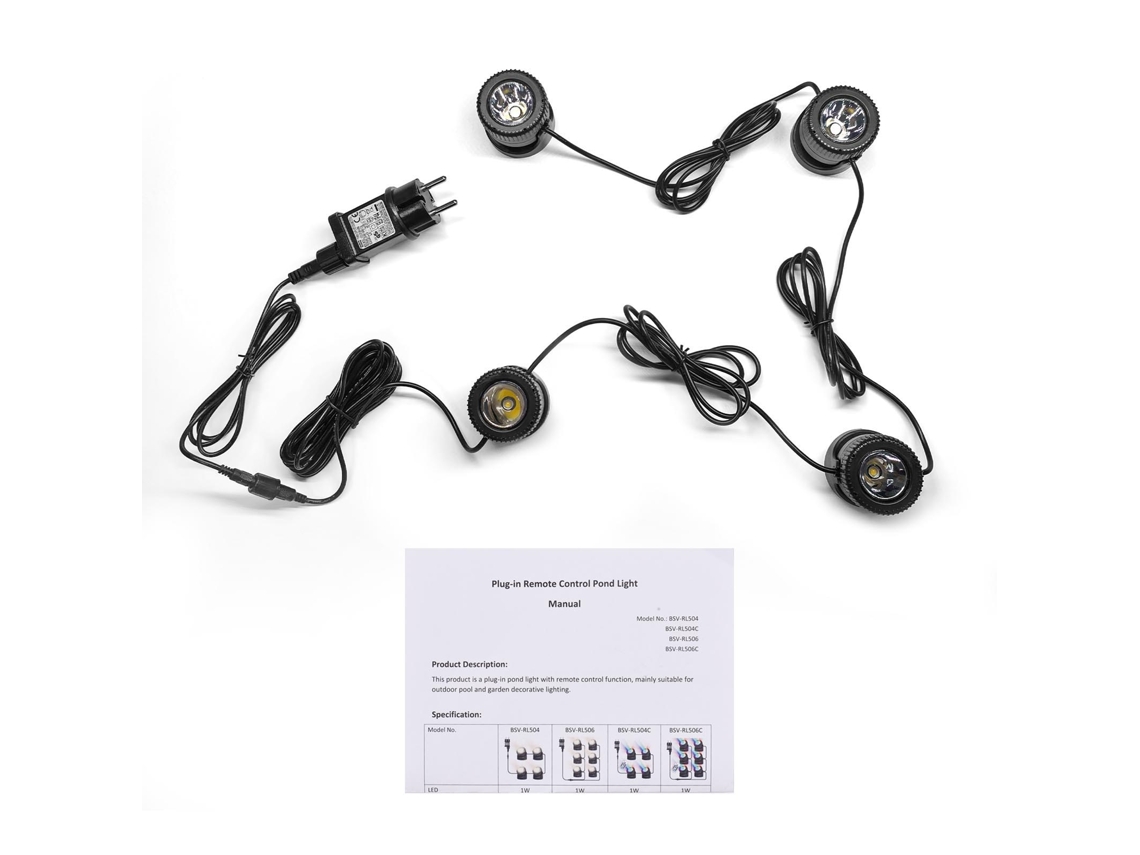 2026 set de 4 Luzes Led Submersíveis de Lago Ip68 Impermeáveis com Temporizador e Cabeça Ajustável para Jardim Piscina Fonte Plug Ue 220v