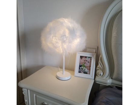 Candeeiro de mesa E27 30 cm penas abajur de cabeceira para quarto sala de estar EXBON