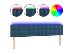 Cabeceira de Cama com Luzes Led Veludo Azul Escuro MAISON EXCLUSIVE (160x5x78 cm)
