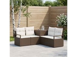 Vidaxl Conjunto De Sofás 5 Unid. Marrom E Branco Creme