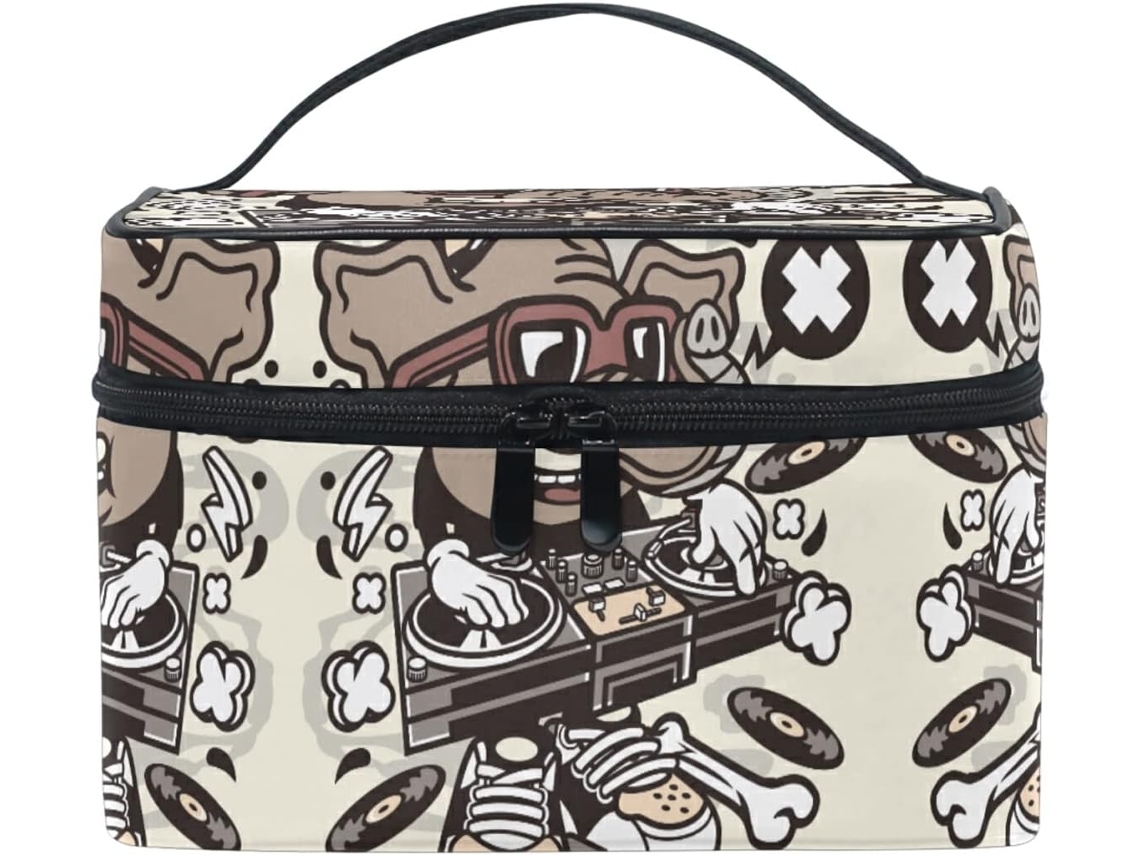 Nécessaire de maquiagem com estampa elefante organizador musical tecido viagens