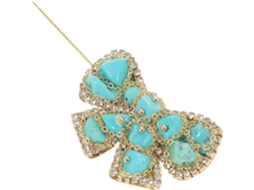 Broche Decorativo Em Cobre Turquesa Com Laço Para Casacos E Vestidos, Acessório Elegante E Versátil.