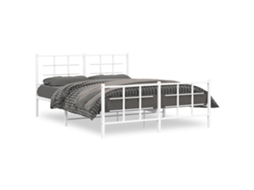 Bed Frame, Bed Frames Vidaxl Branco Aço (150 X 200 Cm)
