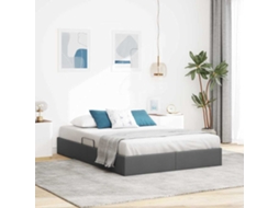 Vidaxl Cama Com Armazenamento Cinzento-escuro 135 X 190 Cm Tecido