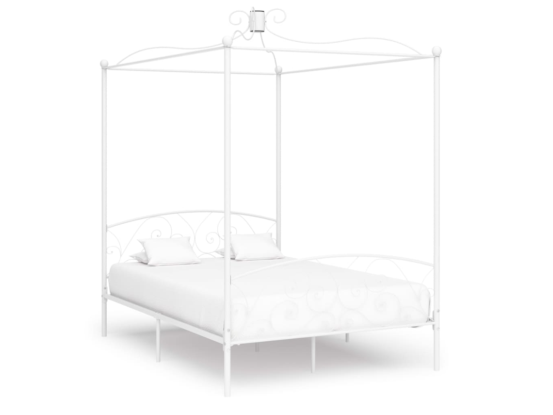 vidaXL Estrutura de cama com dossel 120x200 cm metal branco