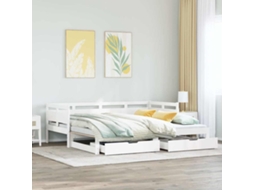 Sofá cama con cajón y cajones sin colchón 90x190 cm blanco