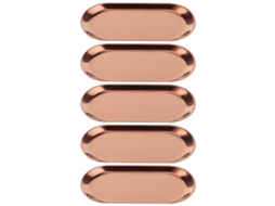 Eyf 5 Bandejas de Inox Oval Prata Ouro Rosa ouro para Toalhas Jóias Cosméticos Organização