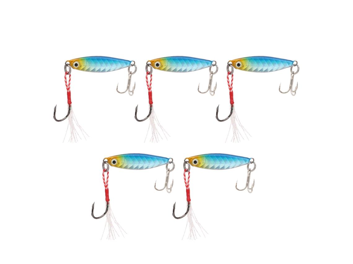 Lure (simulated Bait, Laser Reflective) 7g Iron Plate Vib Spoon Feather Hook Hard Bait Artificial Bait Fake Fish Bait, Five Pieces Per Sale