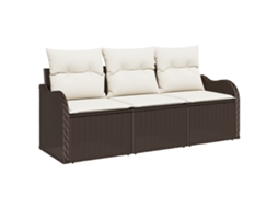 Conjunto 3 Móveis De Jardim Vidaxl Castanho Vime Pe (176 X 62 X 85 Cm)