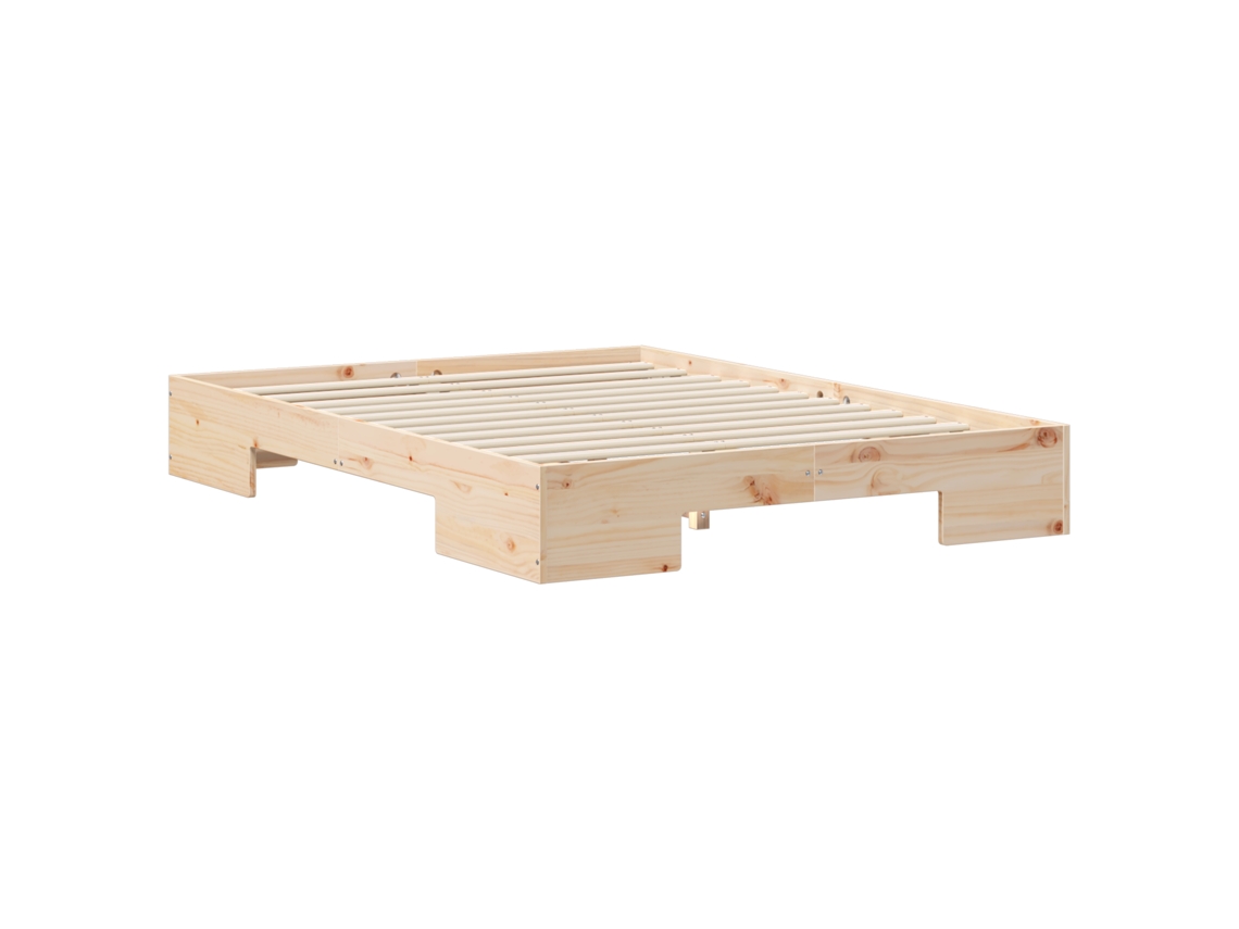 Conjunto 1 Estrutura De Cama Vidaxl Castanho Madeira De Pinho Maciça (120 X 190 Cm)