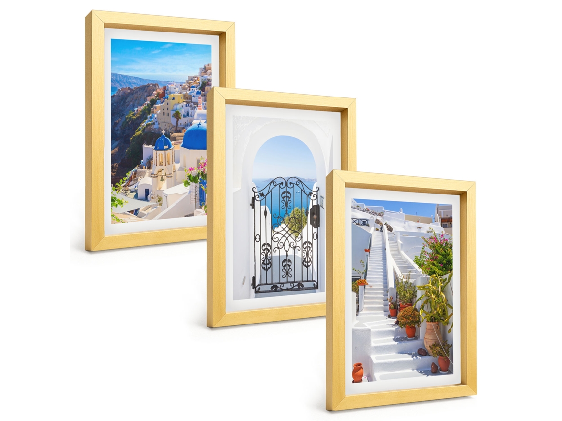 Composição De Quadros Arquitetura De Santorini, Oia Espelharte (3 Peças 20x30 Cm)