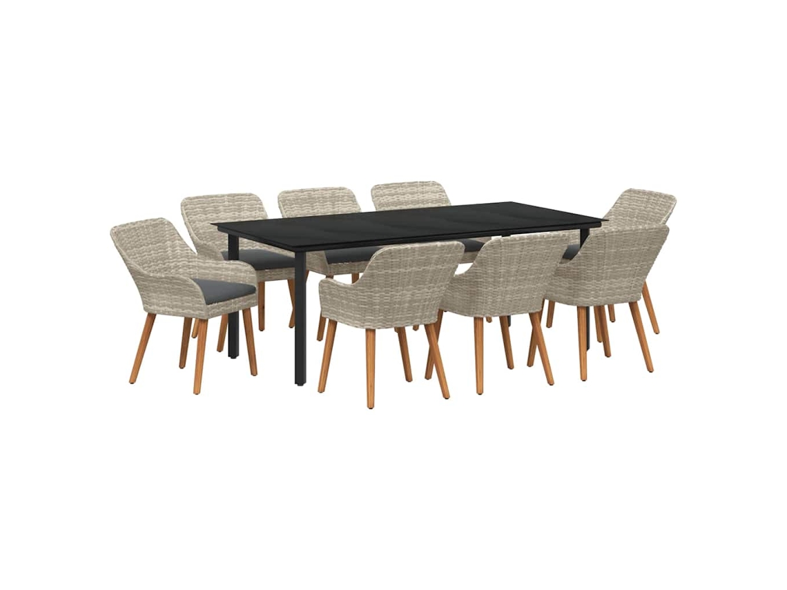 Maison Exclusive - Conjunto De Jantar Para Jardim 9 Pcs Cinzento-claro Vime Pe
