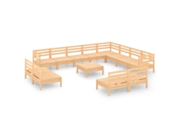 13 Pcs Conjunto Lounge de Jardim Pinho Maciço MAISON EXCLUSIVE