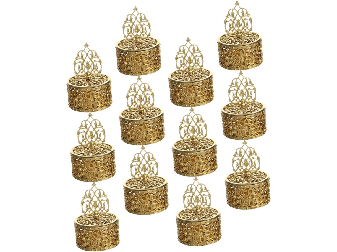 Conjunto De 12 Caixas Doces Douradas Dechous, Com Design Elegante E Vazado, Perfeitas Para Presentes E Festas, Ideais