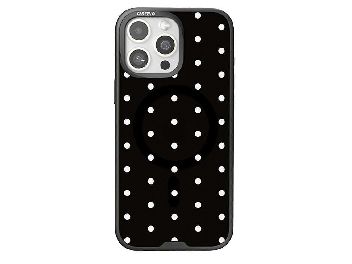 Capa Tkdaddy Caseevo Para Iphone 15 Pro Compatível Com Magsafe Tpu Acrílico Com Placa Traseira De Pontos Intercambiáveis Preta