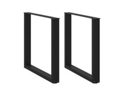 Vidaxl Pés De Mesa De Jantar Em Forma De U, 2 Peças, Preto, 90x (72-73) Cm, Aço
