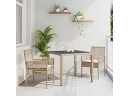 Vidaxl Conjunto De Jantar Para Jardim 3 Unid. Bege Vime Pe