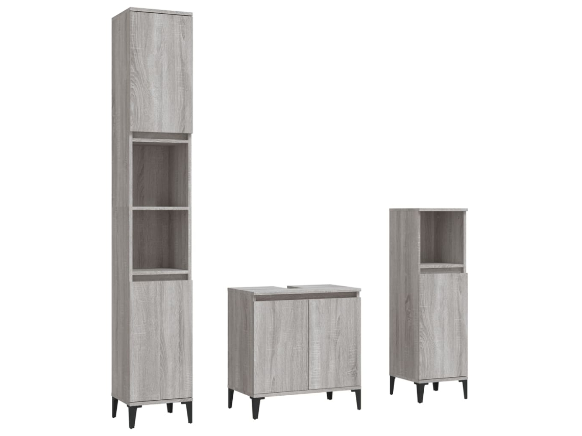 Bathroom Furniture Set, Bathroom Furniture Sets Vidaxl Cinzeto Madeira Processada (n/a)
