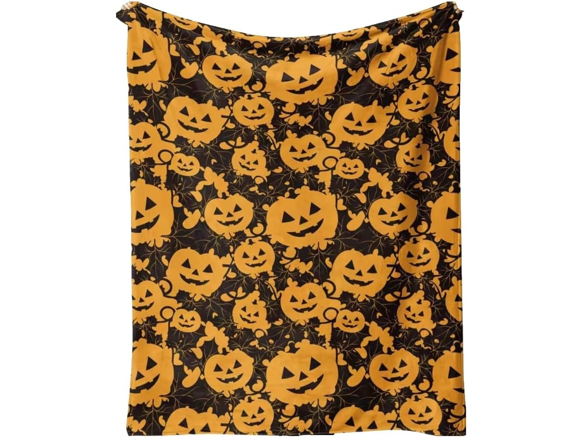 Manta Pequena Syjym Halloween em Flanela com Estampa Digital Confortável Macia e Quente de Dupla Face Ideal Pa