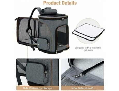 Mochila para Cães e Gatos Extensível e Dobrável com Cinto de Segurança e 2 Tapetes RNEMITERY