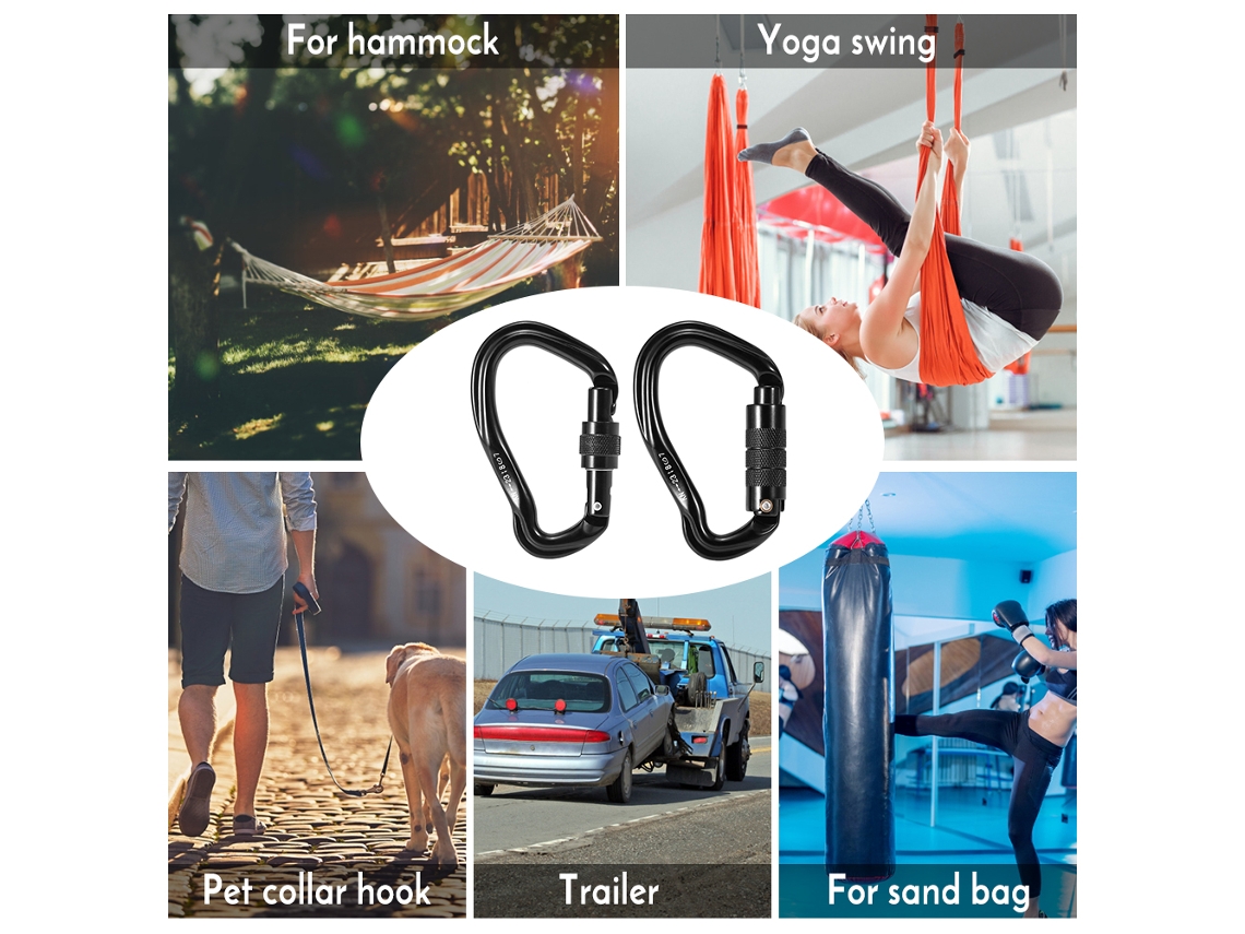 Carabiner De Portão Com Trava Automática 23kn Em Liga De Alumínio Para Escalada E Camping D-shape