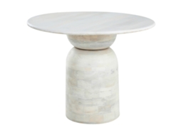 Mesa De Comedor Beliani Murtle De Madera De Mango Blanco 110x110x77