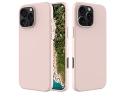 Capa De Silicone Para Iphone 16 Pro Max - Cor Sólida, Proteção Fina E Antiaderente - Rosa Areia
