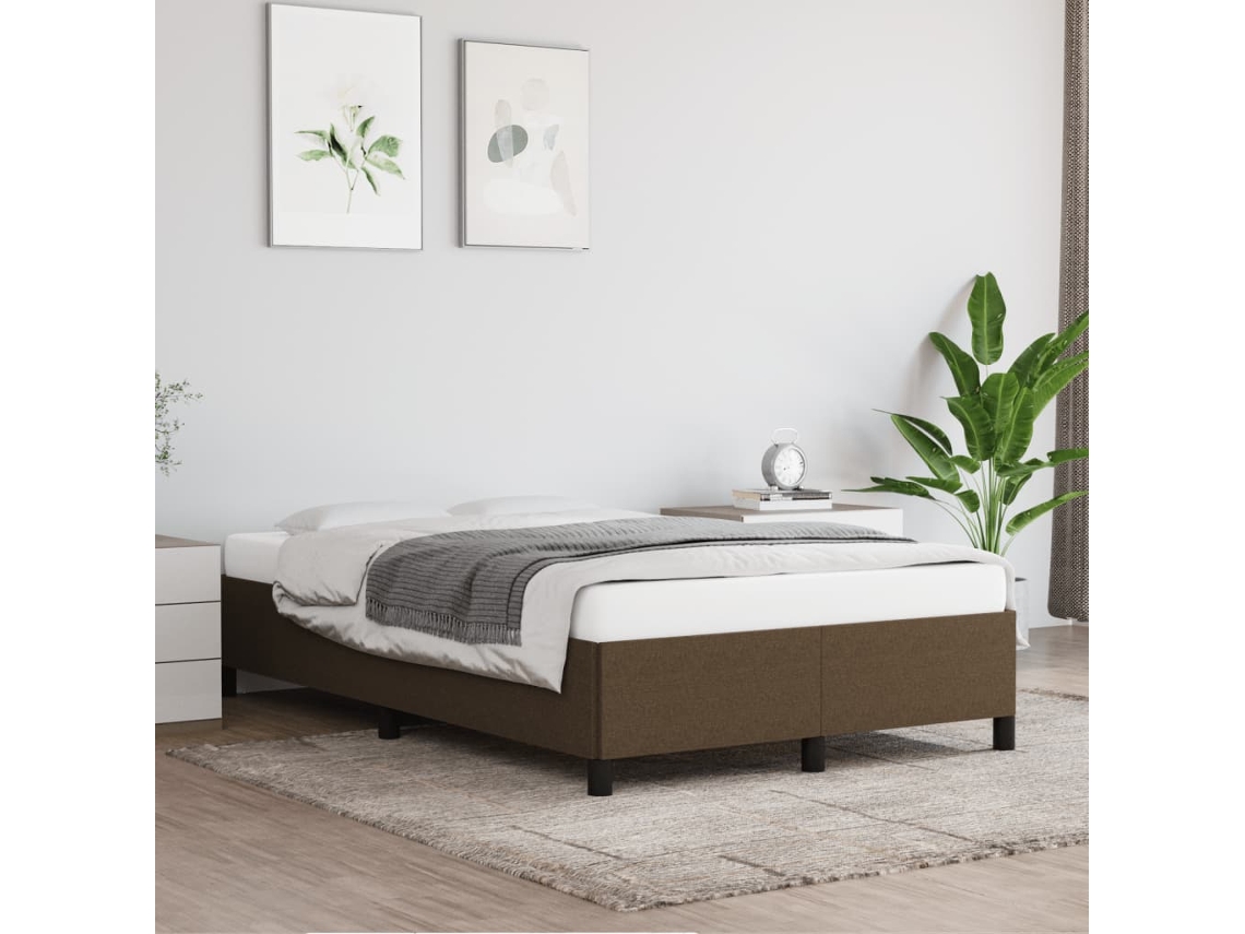 Vidaxl Estrutura De Cama Sem Colchão 120x200 Cm Tecido Castanho-escuro