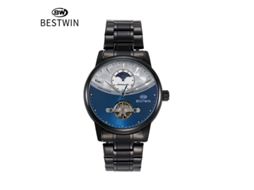 Relógio Masculino Mecânico Esqueleto MDUG (preto e Azul)