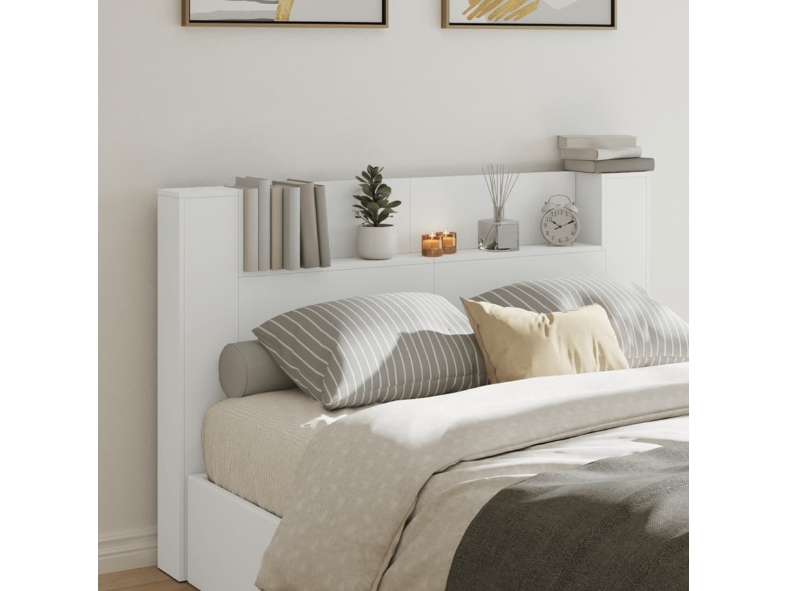Mesilla de noche con luces LED 160x16,5x103,5 cm Blanco