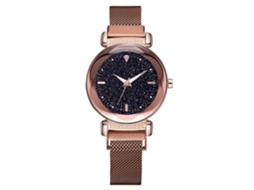 Relógio de Pulso Feminino Casual de Quartzo com Pulseira de Liga Marrom
