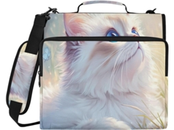 Mochila Fofa Com Estampa De Gato, Borboleta E Flor, Compartimento Laptop, Organizador De Pastas E Zíper Resistente
