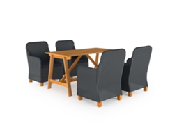 Conjunto De 5 Peças De Jantar Para Jardim Cinzento Escuro Dkd Home Decor