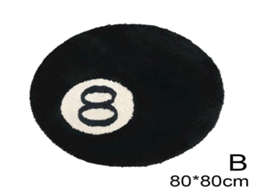 Lurelia Tapete Redondo 8 Bolas Infantil Antiderrapante Absorvente Macio Poliéster Preto 60x60 Cm Banheiro
