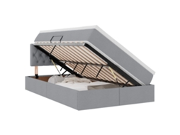Cama com Arrumação e Led Cinzento Claro em Tecido MAISON EXCLUSIVE (120x200 cm)