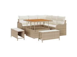 Conjunto 8 Sofá De Jardim Vidaxl Bege Vime Pe (100 X 100 X 71 Cm)