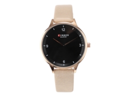 Relógio de Pulseira Feminino Casual Fashion Quartzo com Pulseira Pu Dial Redondo Caqui