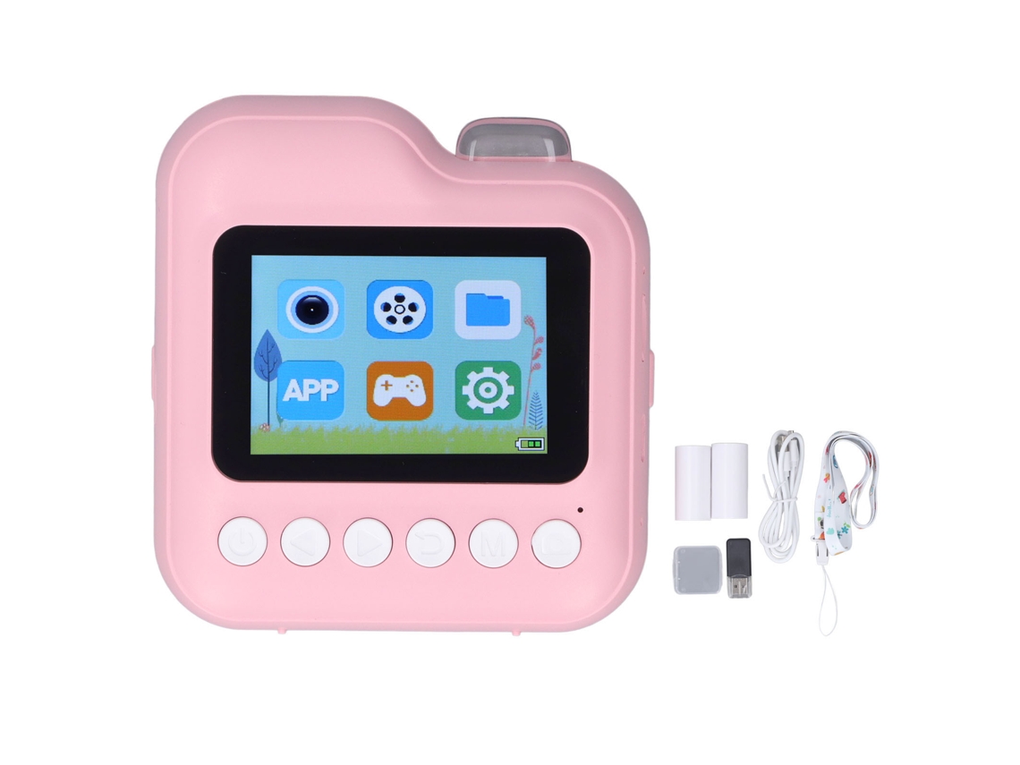 Câmera Digital Para Crianças Com Impressora Portátil Instantânea Hd Para Viagens Ao Ar Livre Rosa