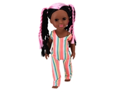 Primerox boneca Menina de Pele Preta 14 Polegadas com Roupas Listradas Coloridas Presente para Crianças