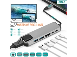 Estação de Docking LAXISCREED 6 em 1 Type c Hdmi Rj45
