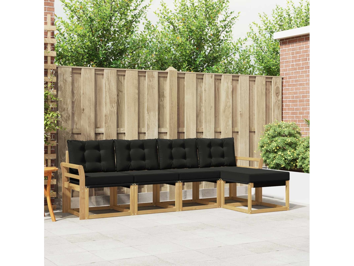 Vidaxl Conjunto De Sofás Para Exterior 5 Unid. Branco E Preto