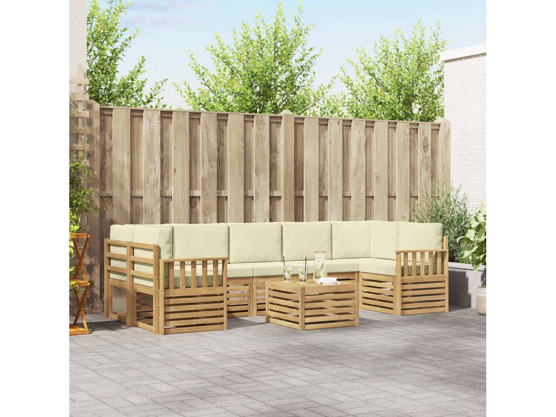 Vidaxl Conjunto De Sofás Para Exterior 8 Unid. Branco E Creme